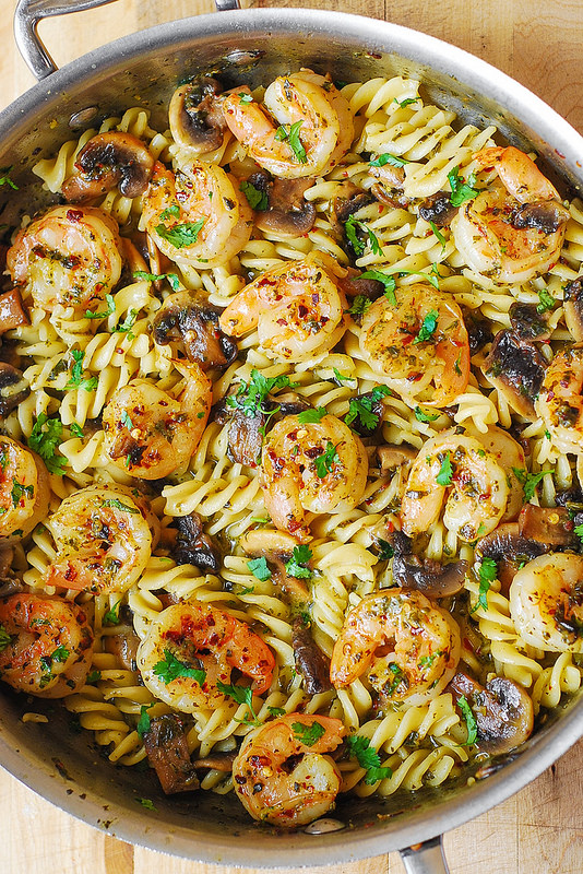 Pesto Shrimp Mushroom Pasta — South Mill Mushroom Sales Fresh Mushrooms, Produce, and More!